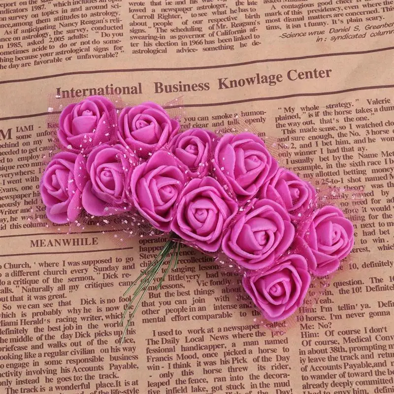 144 шт./лот искусственные поролоновые розы цветы с хрустальным кружевом