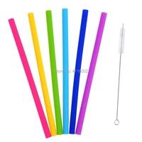 6pcsset drinking straw with brush 25cm9 8inch lenght silica gel straws for children recycleable bent straight