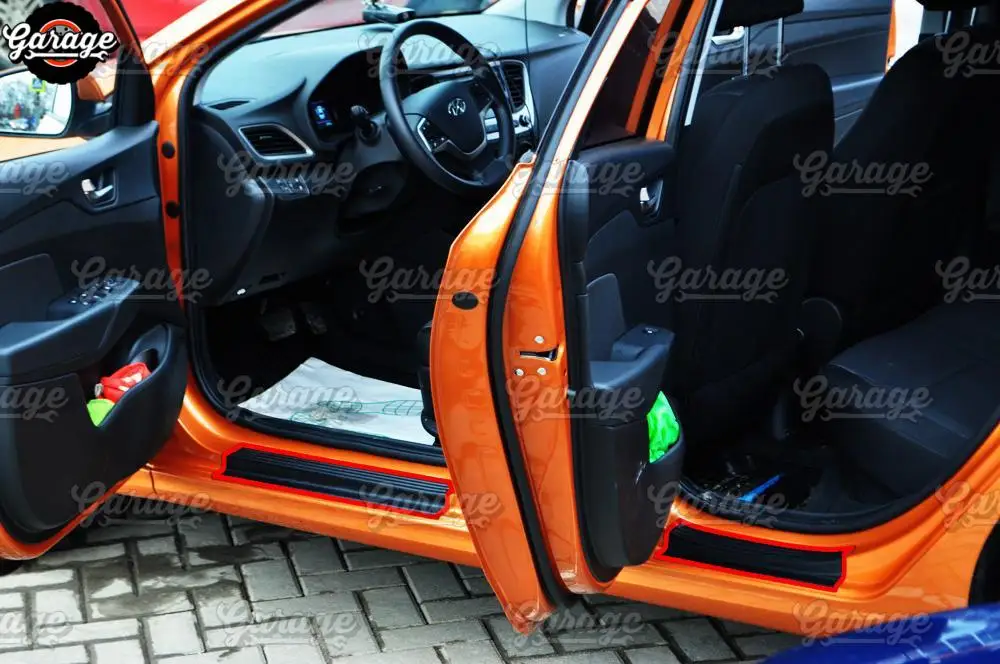 Защитные накладки на пороги для hyundai Solaris-ABS пластиковые накладки аксессуары защитные пластины царапины Тюнинг Автомобиля