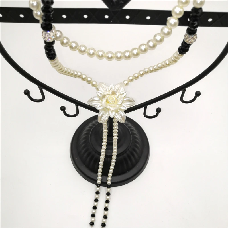 2019 China Fashion Three-dimensional Flower Sweater Chain Crystal Simulation Pearl Modern Necklace Exotic Accessories E0010 |