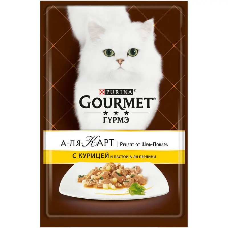 Gourmet A la carte пауч для кошек Курица макароны в подливе 24*85 г. | Дом и сад