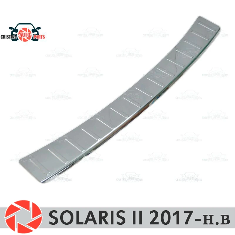 Защитная пластина на порог заднего бампера для Hyundai Solaris II 2017|Хромирование| |
