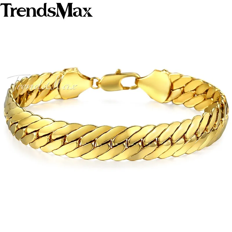 Trendsmax закрыть Curb Link браслет заполненный золотом мужские обувь для мальчиков