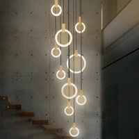 modern led chandelier nordic living room ring hanging lights bedroom fixtures stair lighting home illumination long pendant lamp