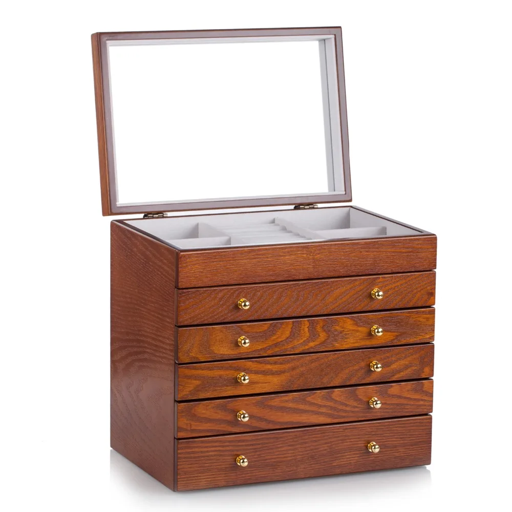 ROWLING коричневый большие винтажные деревянные ящики для ювелирных изделий