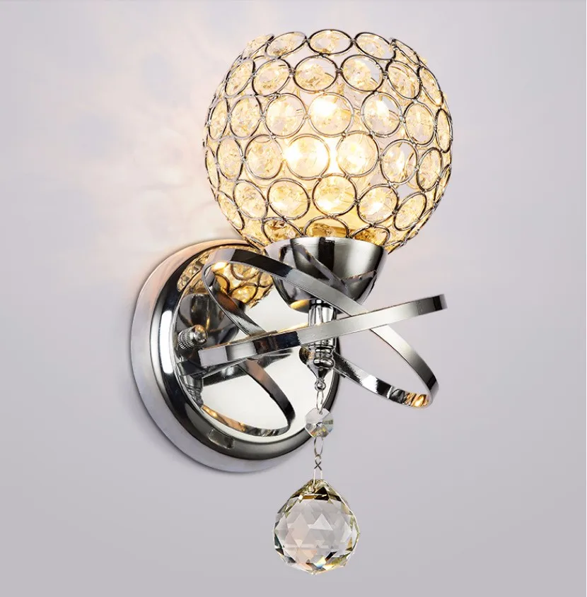 Современная хрустальная лампа с хромированным покрытием настенный светильник