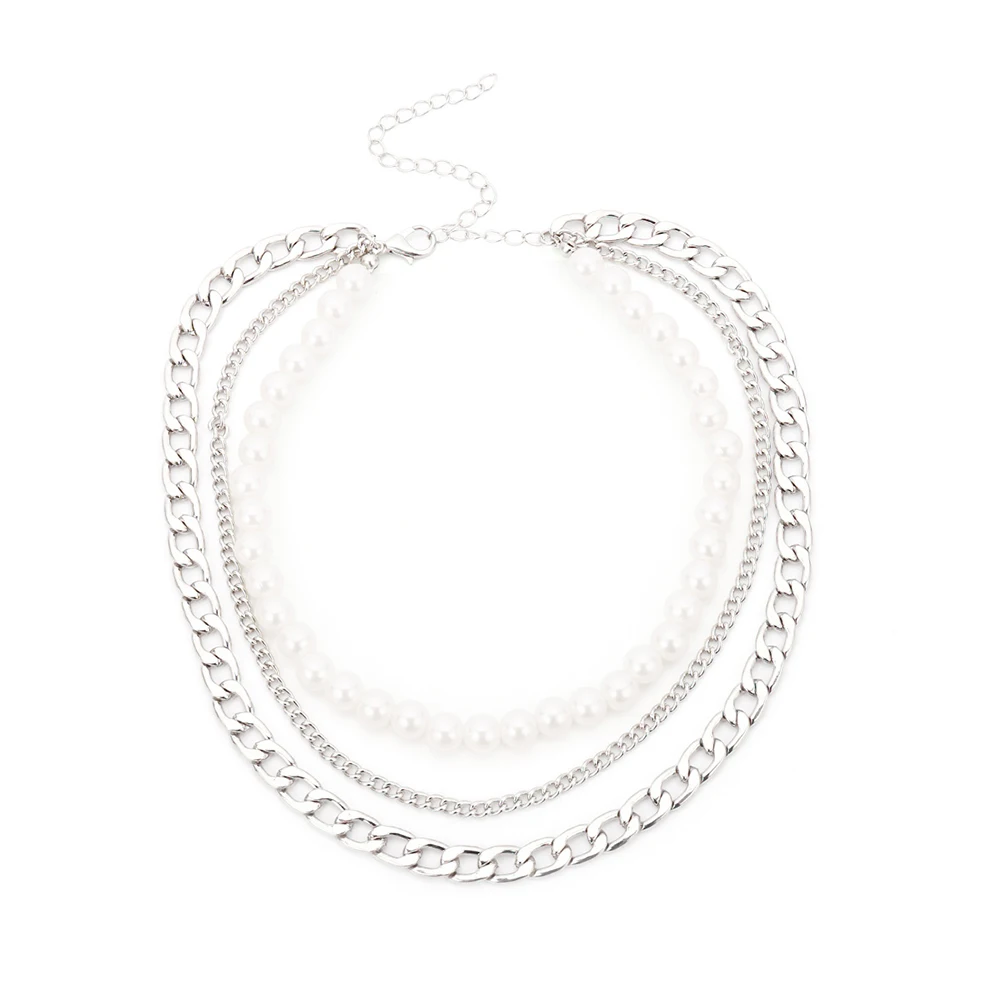 Мода искусственный жемчуг Многослойная Сеть Цепочки и ожерелья Для женщин