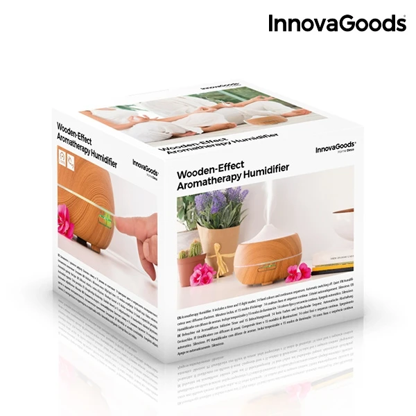 Увлажнитель Арома диффузор с подсветкой светодиодный Innovagoods деревянный. эффект