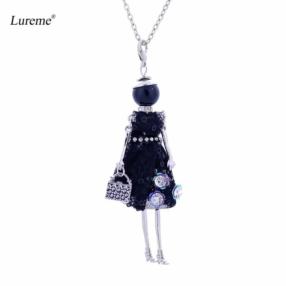 

Lureme Handmade Doll Necklace Dress Handmade French Doll Pendant News Alloy Girl Women Flower Fashion Jewelry (nl005749)