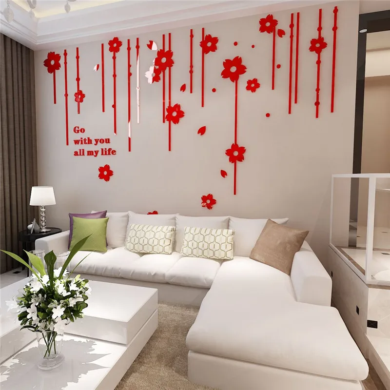 3D Three-dimensional crystal Wall Stickers Flower Living room bedroom TV background home decoration Europe Wall Hangings Decals