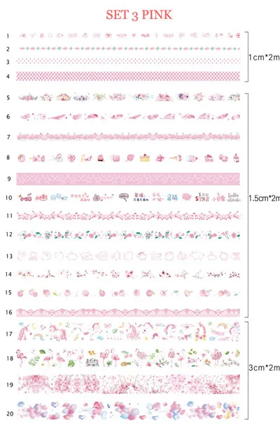 03 pink 10/15/30 мм 20 рулон wagami делая лента цветок Единорог Кот японская лента Washi Diy Скрапбукинг Стикеры Школа канцелярских товаров - Цвет: 03 pink