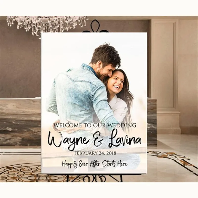 

Personalized Photo Wedding Welcome Sign,Custom Entrance Welcome Wedding Sign For Engagement Birthday Bride Shower Party Gift