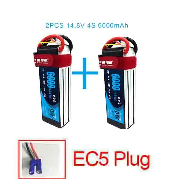 4S6000mah50C-EC5 2 шт. DXF 2S 3S 4S 6S 7,4 V 11,1 V 14,8 V 22,2 V 6000mAh 50C Lipo батарея rex-450 вертолет с фиксированным крылом Квадрокоптер RC автомобиль Лодка - Цвет: 4S6000mah50C-EC5