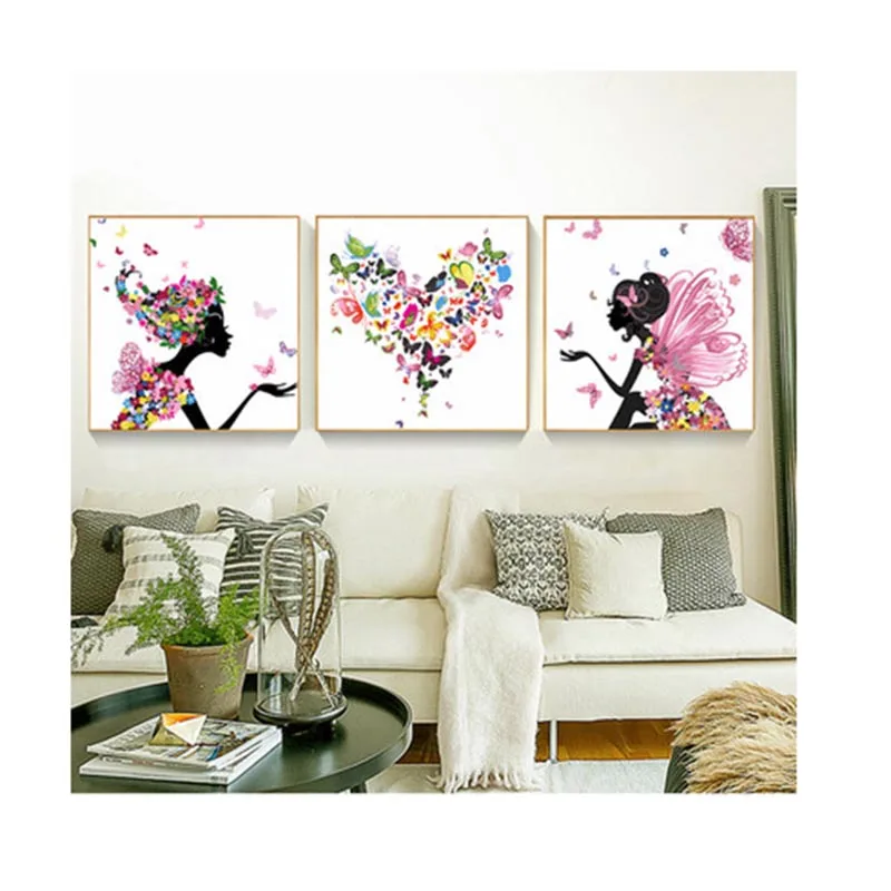 

50*50 diy oil painting by numbers triptych acrylic painting coloring paint by number hand painted dance to tune