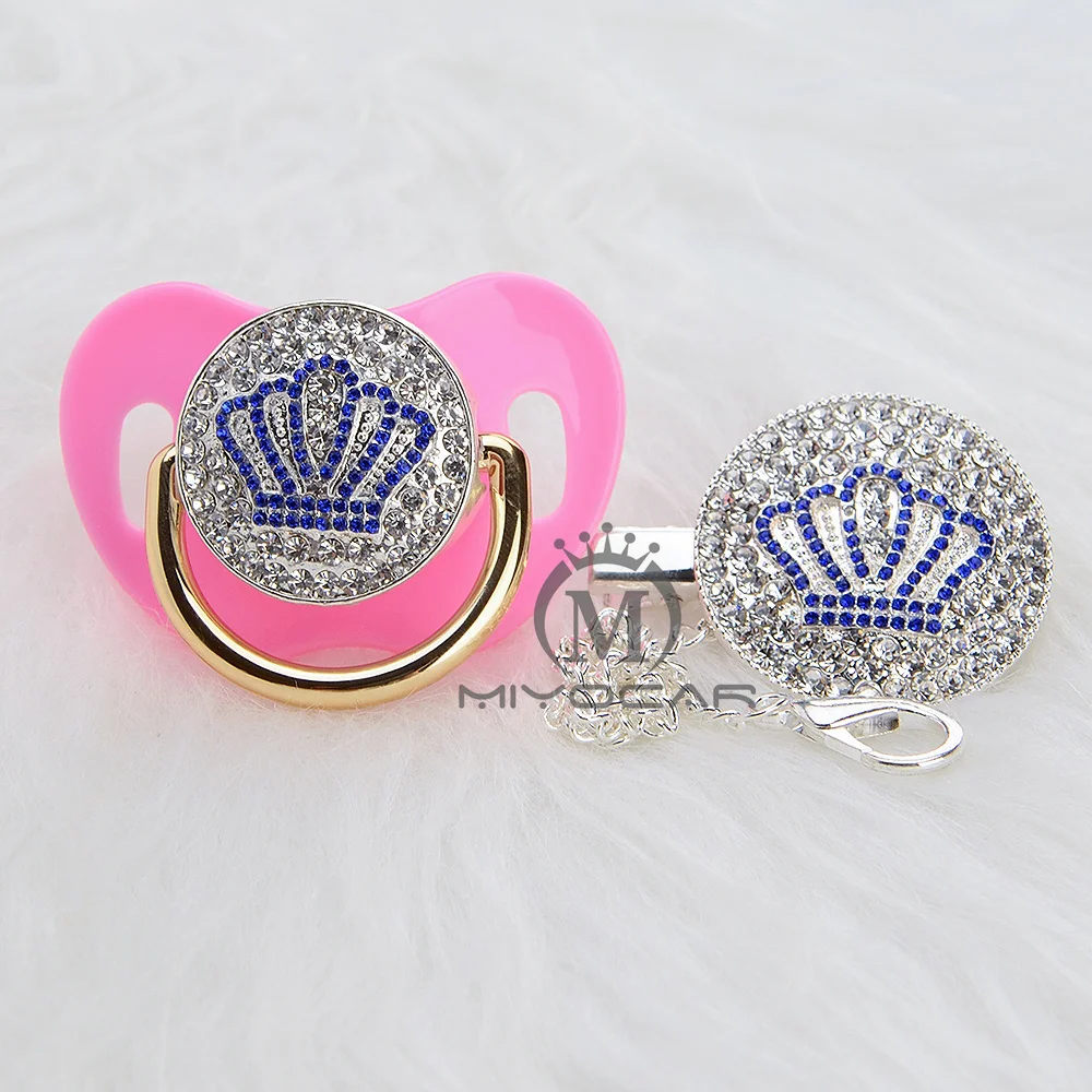 MIYOCAR Золотой красивый золотой bling Корона соска и соска клип набор BPA бесплатно пустышка bling уникальный дизайн ABCB-1