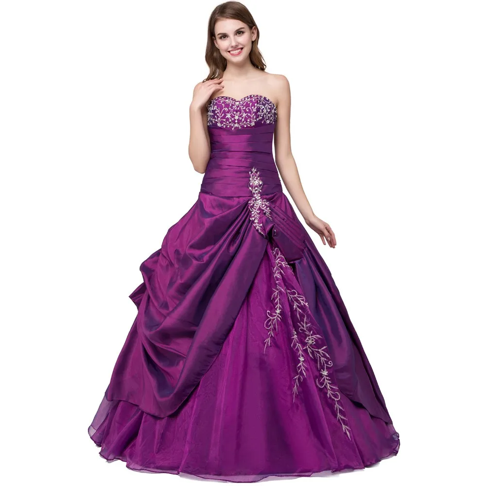В наличии Quinceanera платье 2018 фиолетовые милые 16 Бальные платья дешевые длиной до