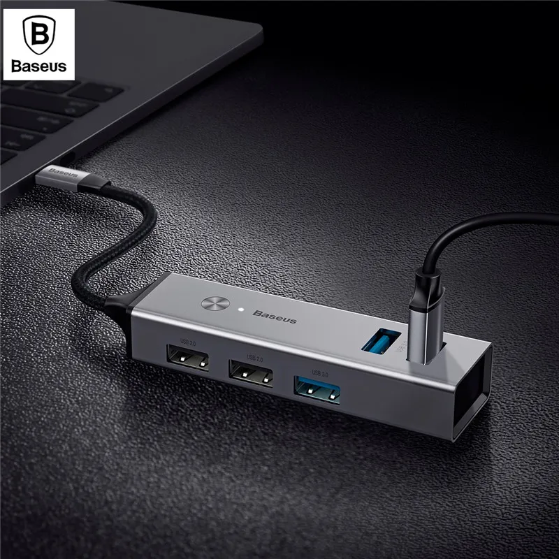 BASEUS 5 USB Ports Type-C to USB3.0 x 3 + US 2.0 2 Hub Adapter Converter Compatible Windows Mac OS System | Мобильные телефоны и