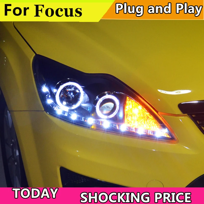 Автостайлинг фары для Ford Focus 2009 2011 Focus2 светодиодный ные DRL H7 D2H Hid опция ангельский