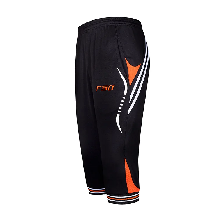 9707 orange Мужские спортивные шорты 3/4 длины, баскетбольные футбольные спортивные шорты для тренировок, дышащие быстросохнущие шорты для бадминтона, тенниса, L-3XL - Цвет: 9707 orange