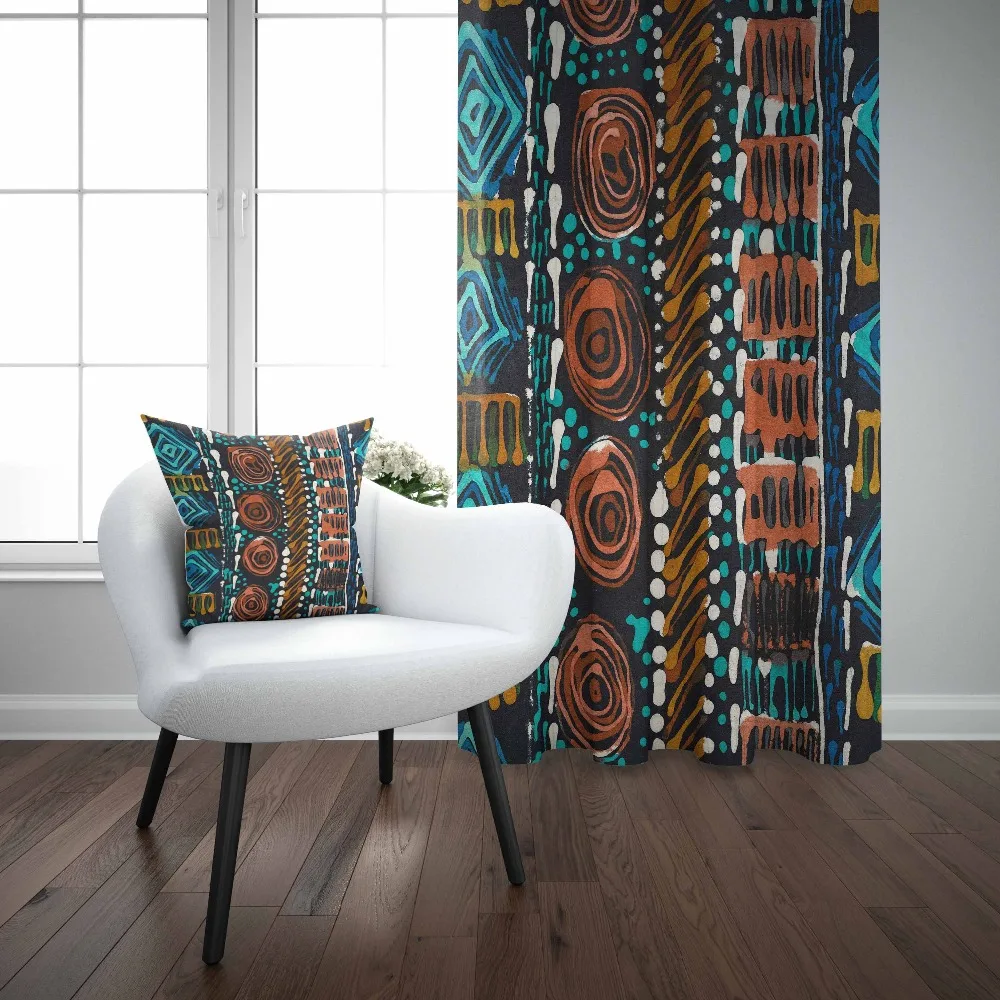 Еще абстрактная живопись в этническом стиле оранжевый цвет синий черный Большие