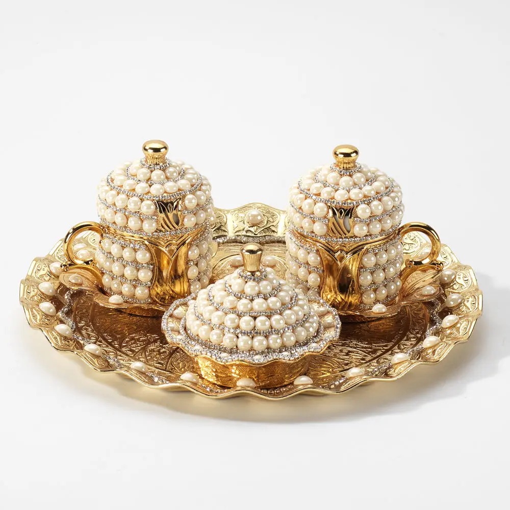 Ручной работы Медь турецкий кофе эспрессо Сервировочный набор Swarovski с