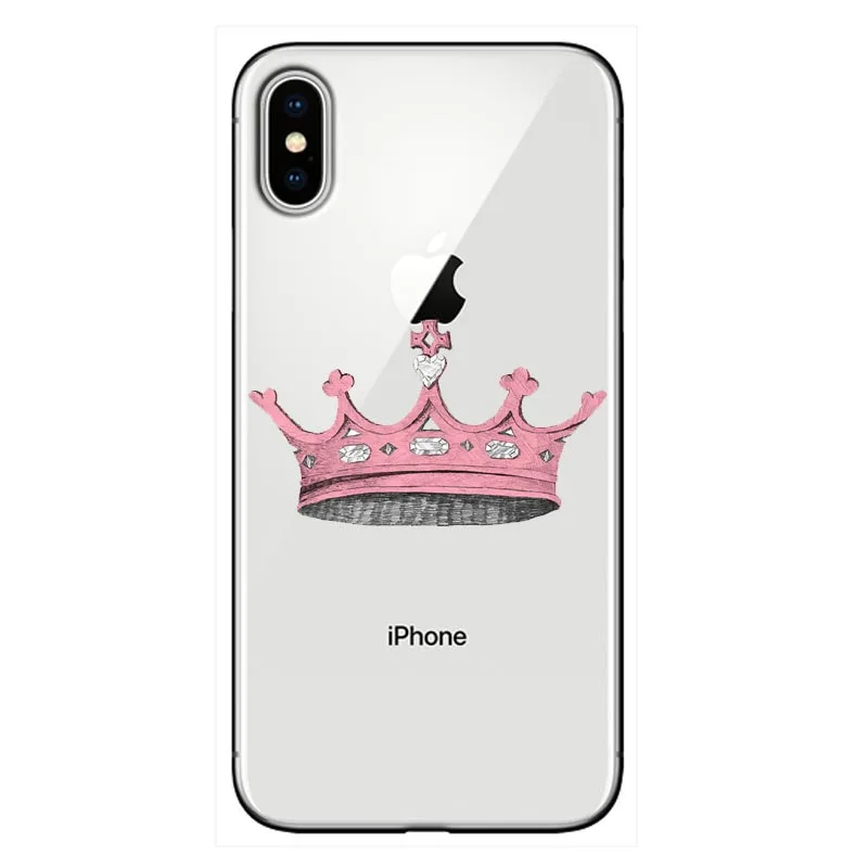 Прозрачный мягкий чехол для телефона из ТПУ с рисунком короны King queen iphone 6 6S 7 8 Plus 11