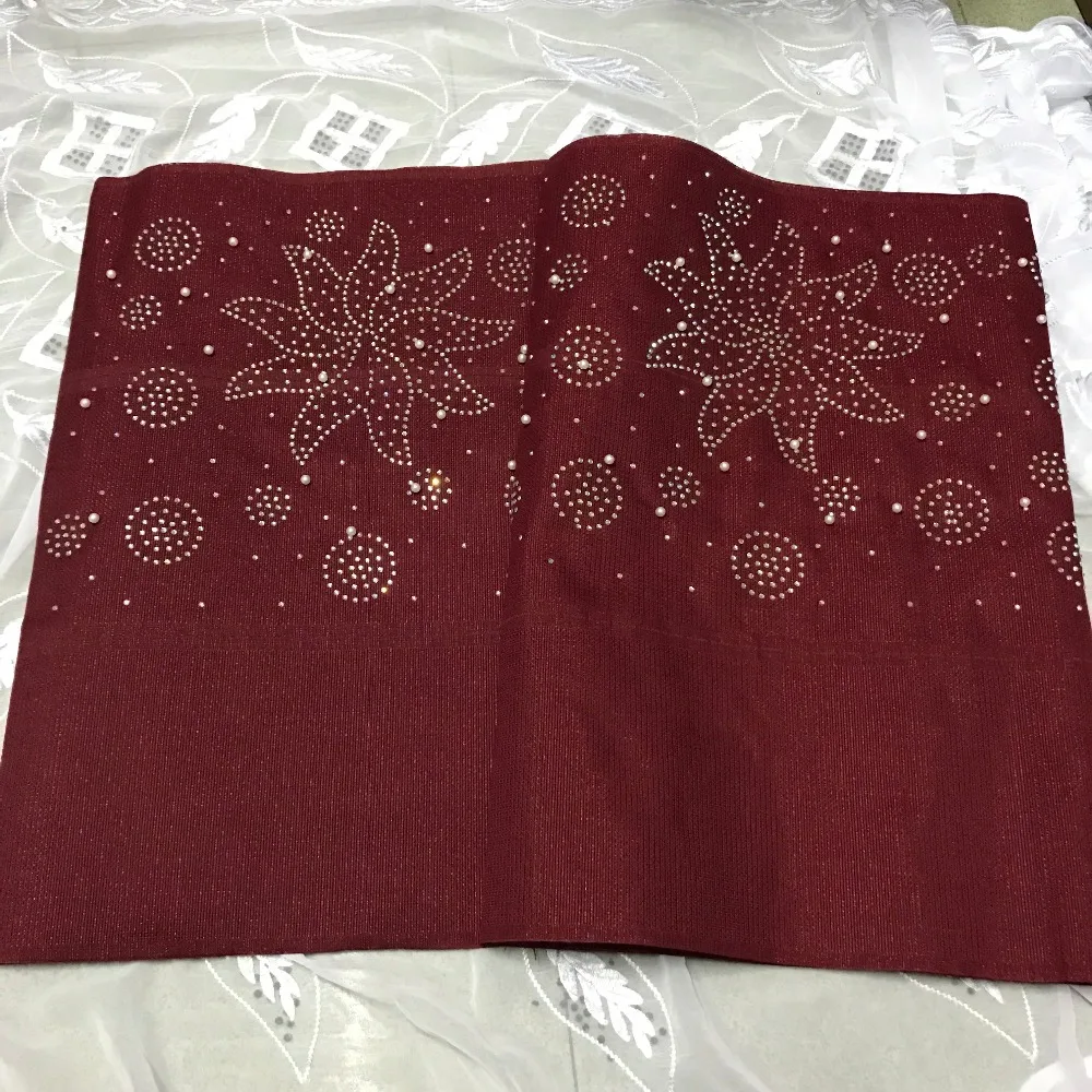 Новинка 2019 модная нигерийская вышивка aso oke gele с бусинами африканская ткань для