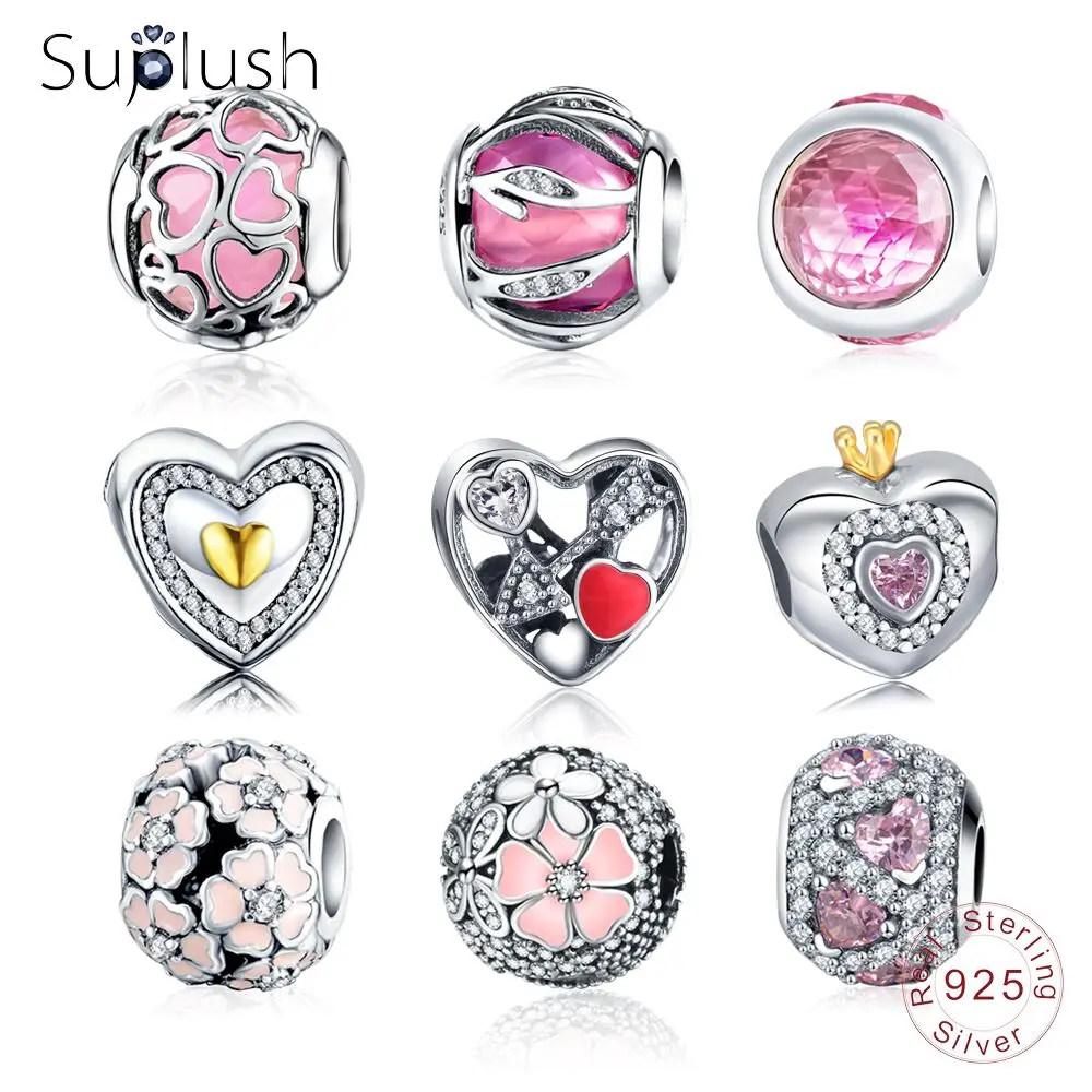 Suplush амулеты из бисера с 100% аутентичными серебряные бусины 925 пробы подходят к