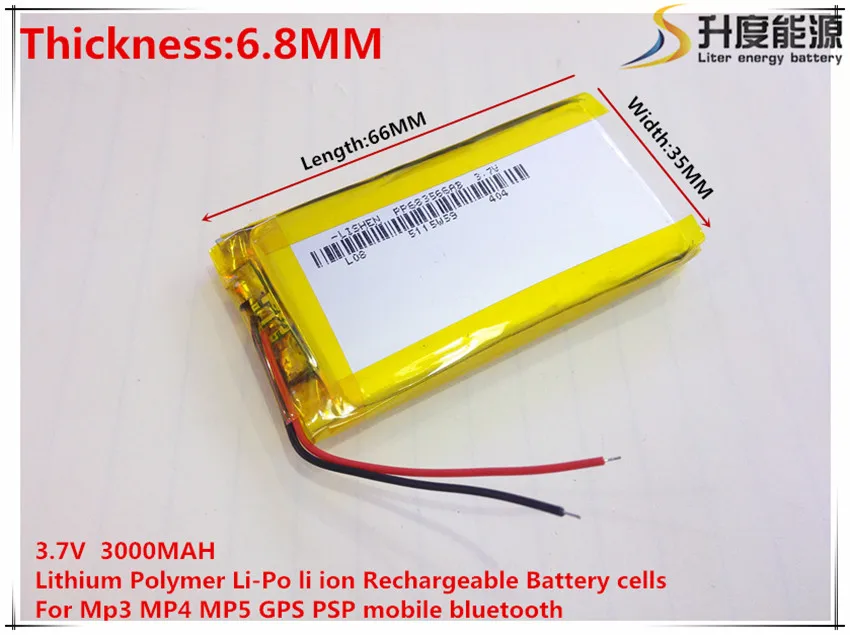 

1pcs/lot 683566 3.7 V lithium polymer battery 3000 mah DIY mobile emergency power charging treasure battery