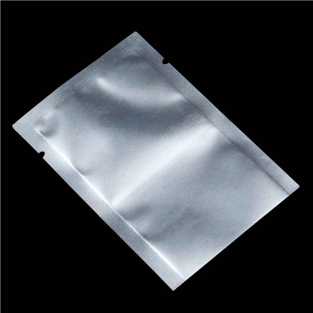 

200Pcs/ Lot 5x7cm Matte Silver Aluminum Foil Bags Opening Top Heat Sealable Vacuum Package Bags for Snacks Dried Foods Storage