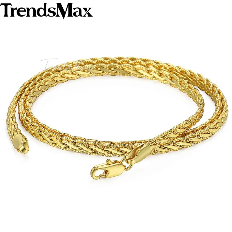 Trendsmax 5 мм женские мужские цепочки и ожерелья розовое золото цвет пшеницы цепи Прямая поставка Ювелирные изделия GN214