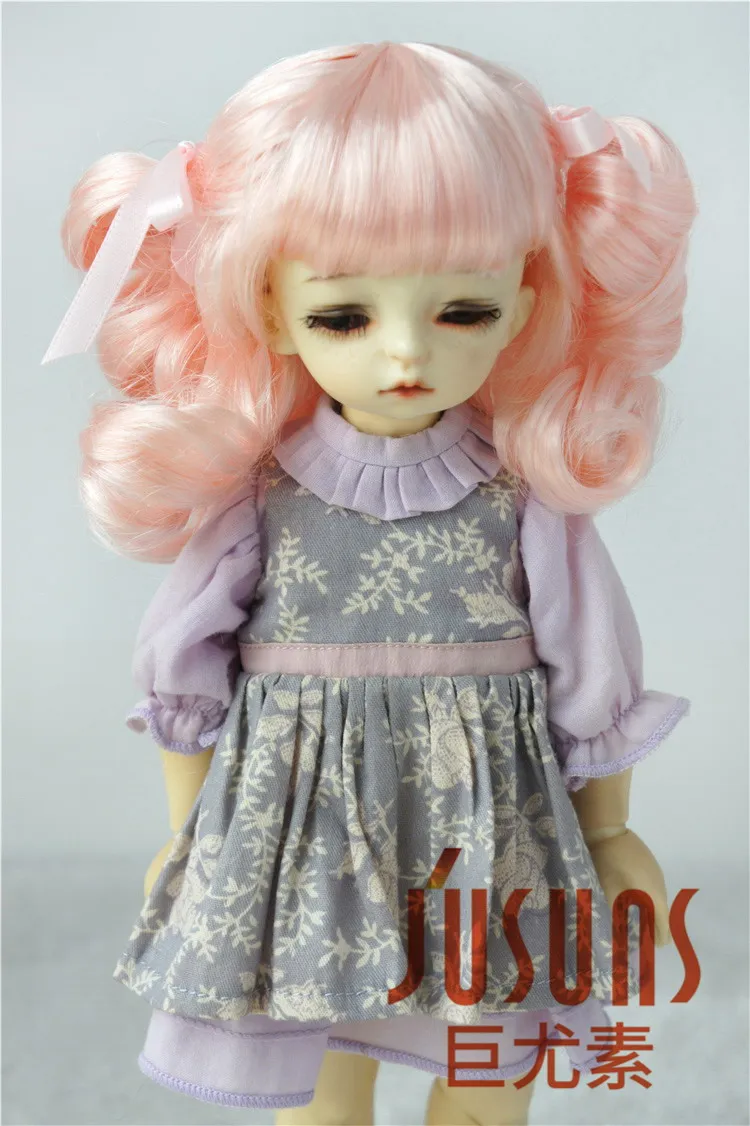 JD405 1/6 1/4 1/3 BJD кукла парик YOSD MSD SD довольно bjd syntheitc мохер парики 6-7 дюймов 7-8 дюймов 8-9inchinch волос аксессуары для куклы - Цвет: 6-7inch Peach Pink