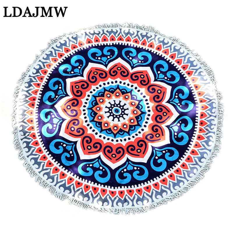 LDAJMW Latest Style Fashion Round Beach Towel With Tassel Microfiber Picnic Blanket Tapestry | Дом и сад