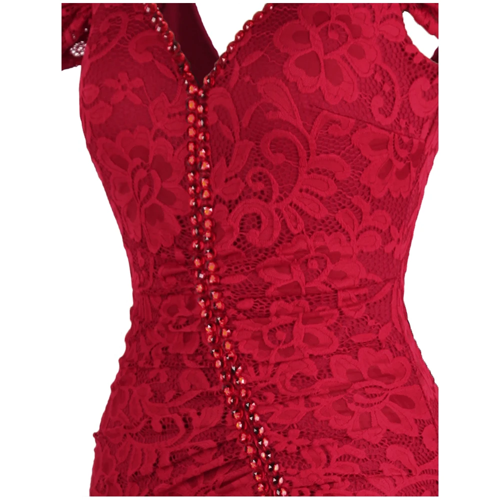 Angel-Fashion, женское платье, платье с вырезом лодочкой, плиссированное, кружевное, с бисером, с разрезом, Русалка, длинное, красное, вечерние, платье 425 200