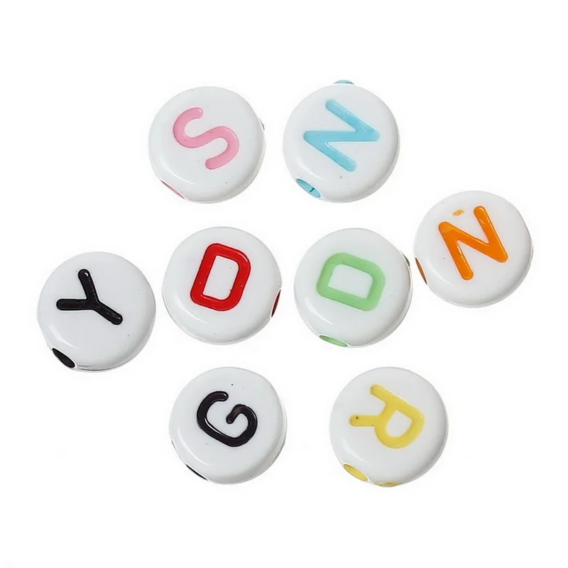 Разноцветные акриловые бусины в форме алфавита LASPERAL 500 шт. 7 мм круглые с буквами