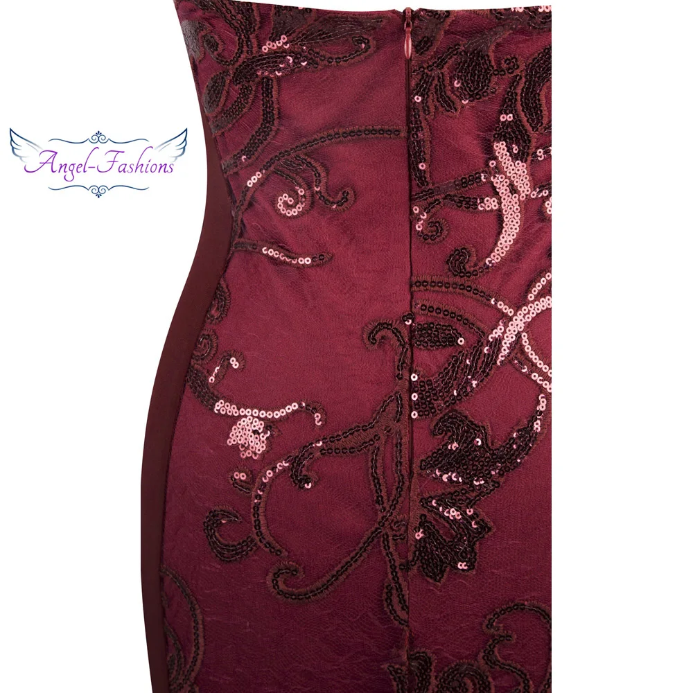 Angel-Fashion женское длинное вечернее платье с лямкой через шею лентами пайетками и
