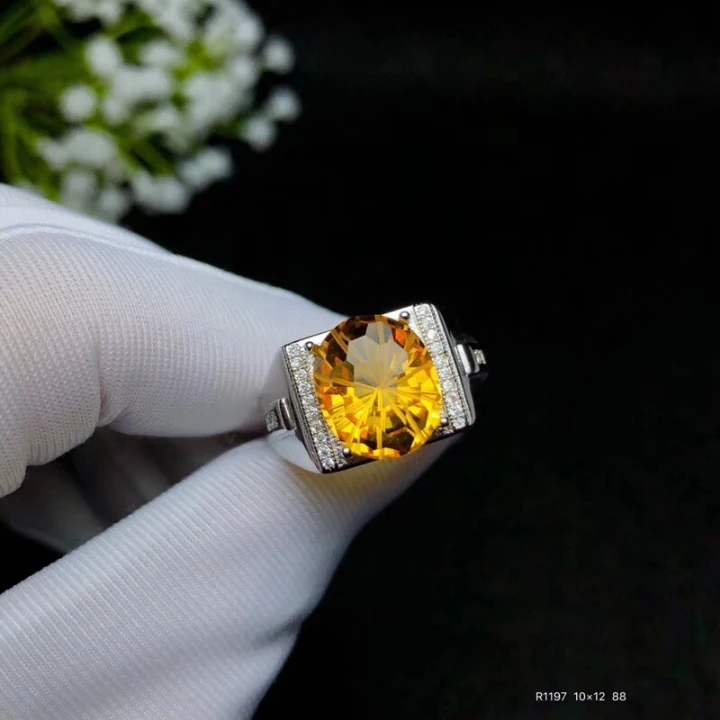 Кольцо KJJEAXCMY boutique jewelryar из серебра 925 пробы с натуральным Цитрином|Кольца| |