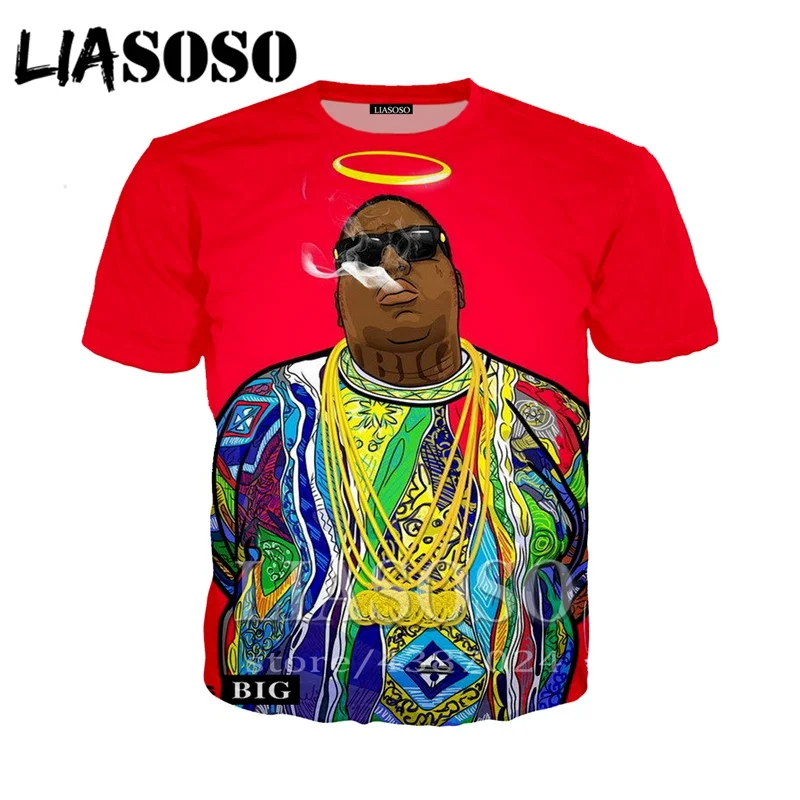 LIASOSO футболка для мужчин женщин 3d принт рок Biggie Smalls хип хоп рэпер Harajuku толстовки