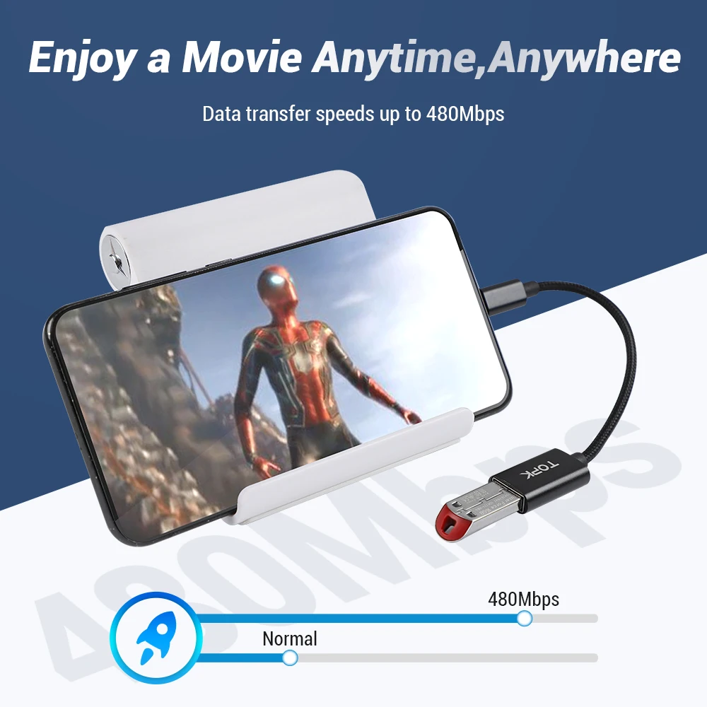 TOPK USB C адаптер OTG кабель type штекер 2 0 Женский для samsung OnePlus Macbook huawei OTG|Переходники и