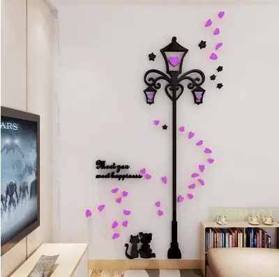 Мультфильм Теплый уличный фонарь кошка 3D стерео стикер стены s домашний Декор Гостиная коридор детская комната спальня креативная наклейка с любовью