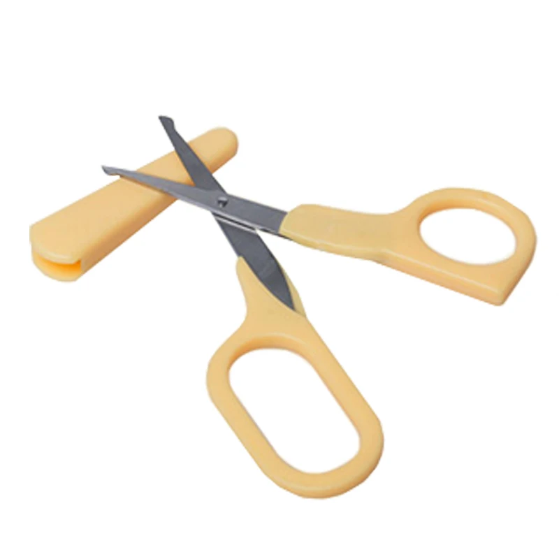

Safe carton convent stainless steel infant multiple function tool shell protection baby scissors on sale KD3039
