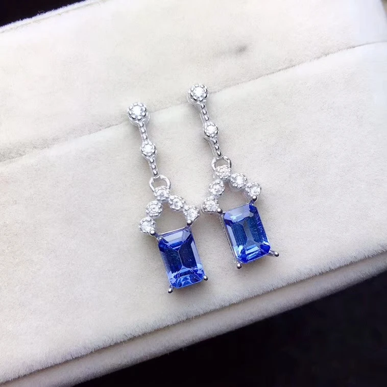KJJEAXCMY boutique jewelryar 925 Серебряная инкрустированная натуральная Танзанит для ушей, поддержка для ушей