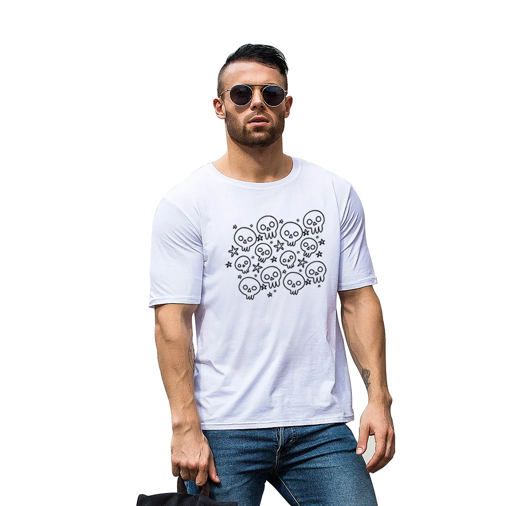 Лето 2017 г. мода черепа звезды Дизайн Футболка Мужская Высокое качество