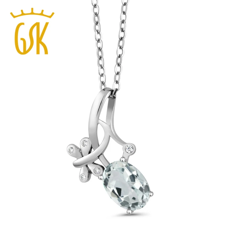 1.17 КТ овальной голубой аквамарин 925 Серебряный кулон|pendant 925|pendant bluependant sterling |