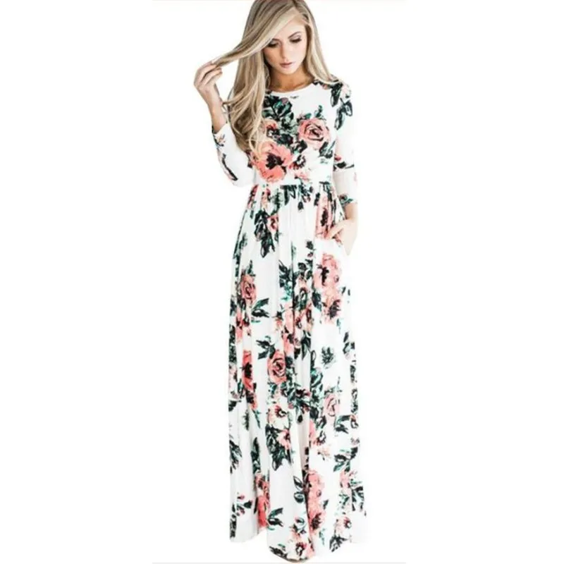 Женское шифоновое длинное платье с цветочным принтом Boho Пляжное кимоно