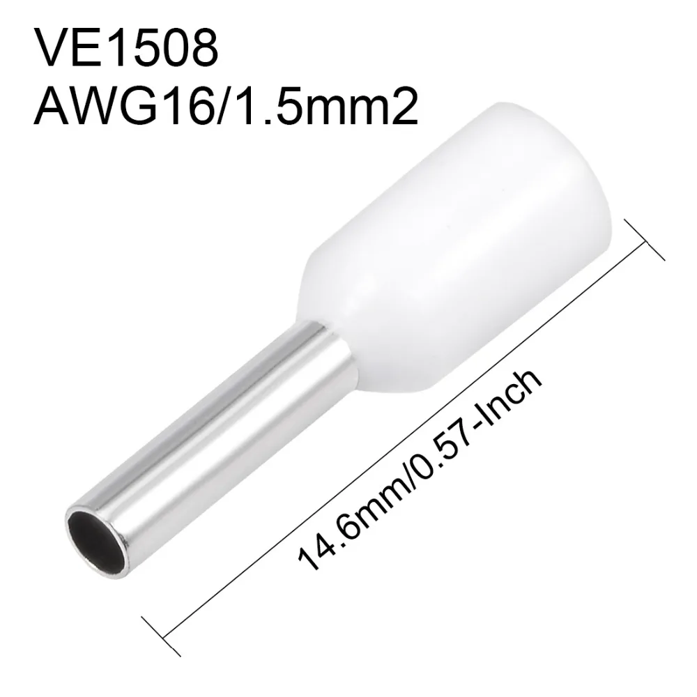 Uxcell 500 шт./лот VE1508 16 AWG изолированный шнур концевой провод медный разъем