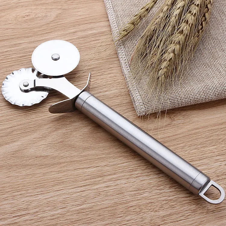Stainless Steel Double Pizza Knife Pancake Wheel Baking Tool Rolling | Дом и сад