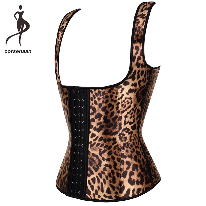 Личности ремни с леопардовым принтом фирмы Body Shaper Сталь костей Талия Обучение корсет латекса утягивающий жилет плюс Размеры 886