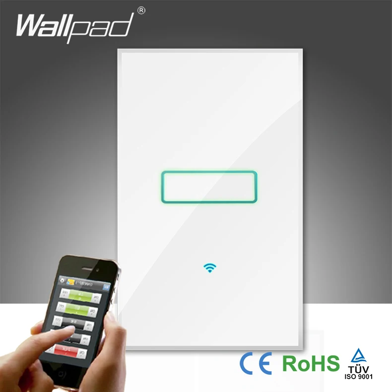 

Hot Sales Wallpad White Tempered Glass 120 AU US 110~250V 1 Gang 1 Way 2 Way Phone Wifi Wireless Control Wall Light Switch