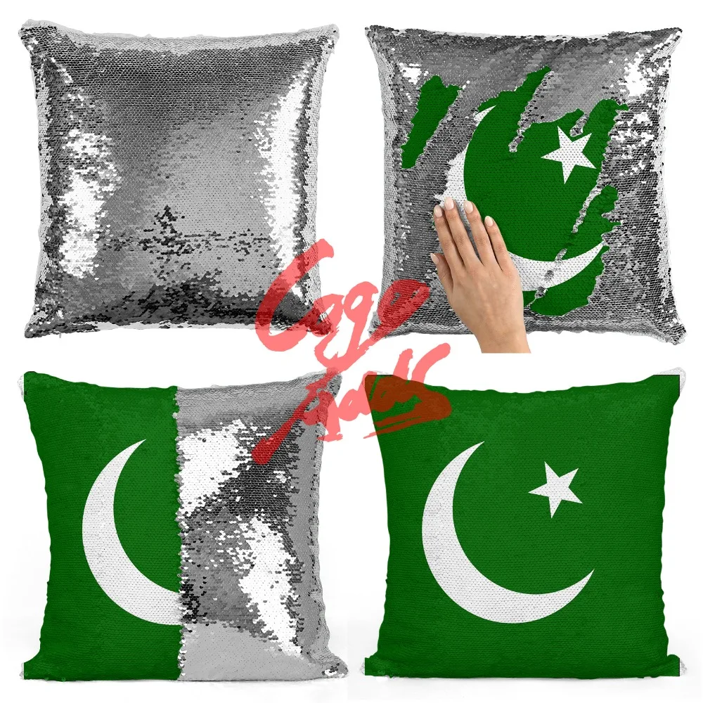

Pakistan home decoration accessories room decoration cushion cover throw pillows reversible mermaid sequin pillow case cover